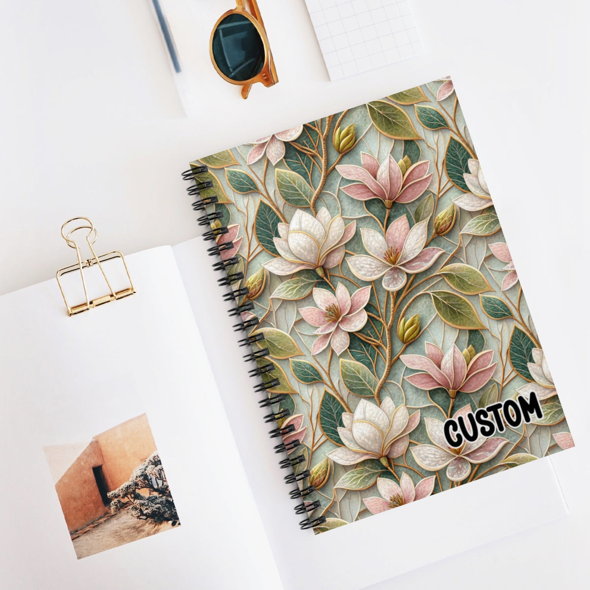 Custom Floral Design Spiral Notebook Customizable Planner