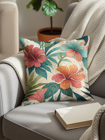 Vibrant Tropical Floral Decorative Couch Pillow