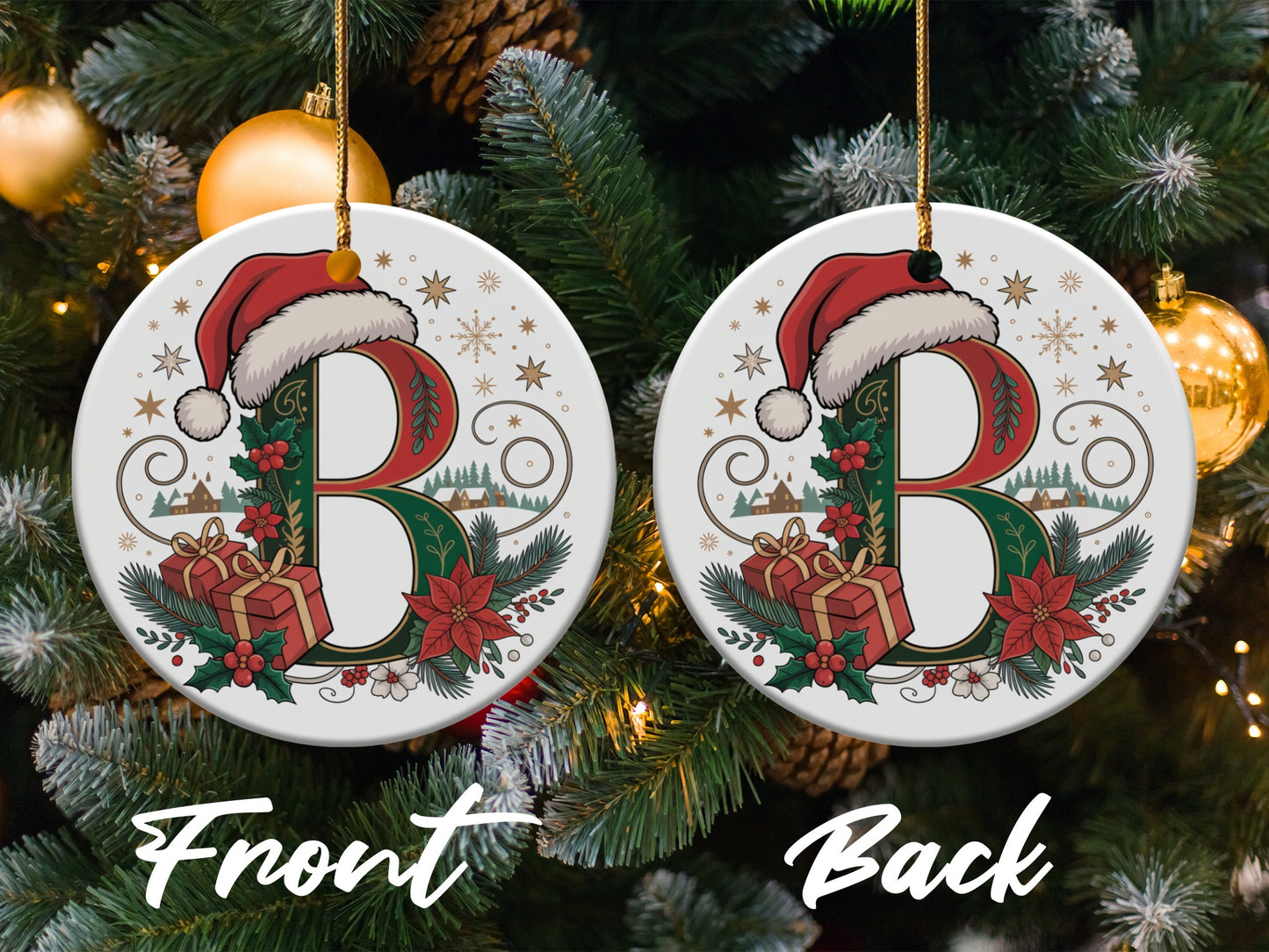 Christmas Santa Hat Initial Letter B Ornament product type