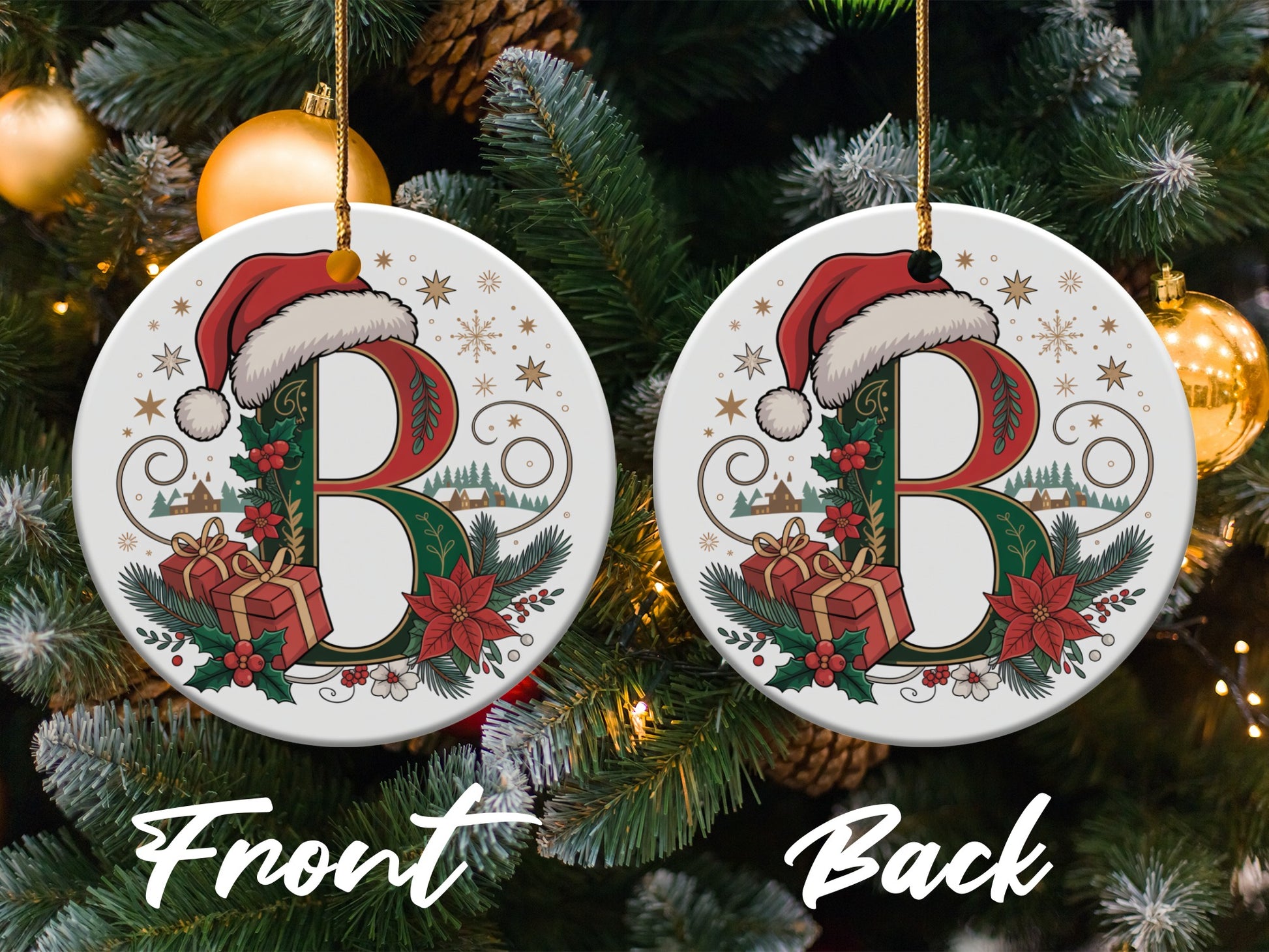 Christmas Santa Hat Initial Letter B Ornament product type