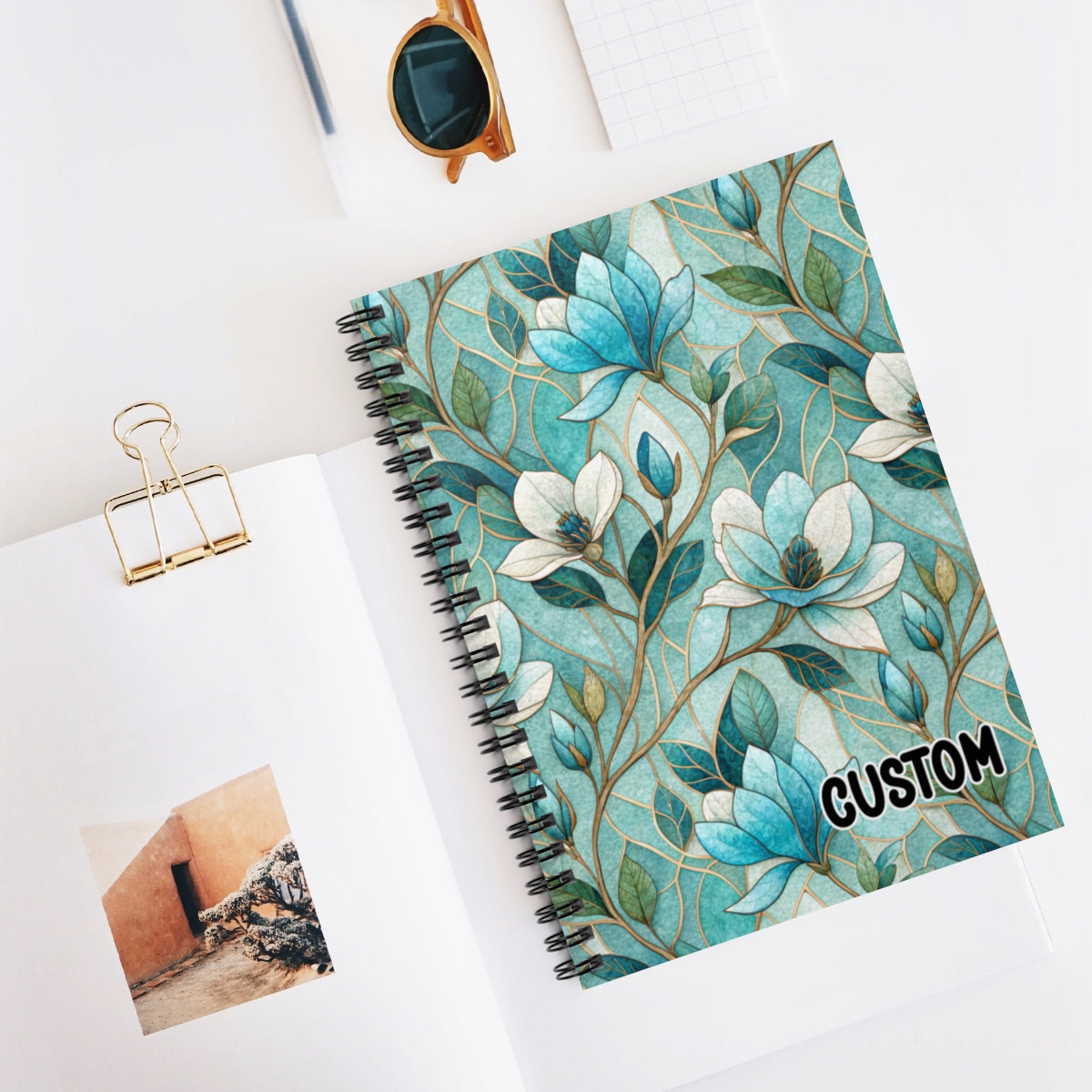 Custom Floral Design Spiral Notebook for Journaling Writing