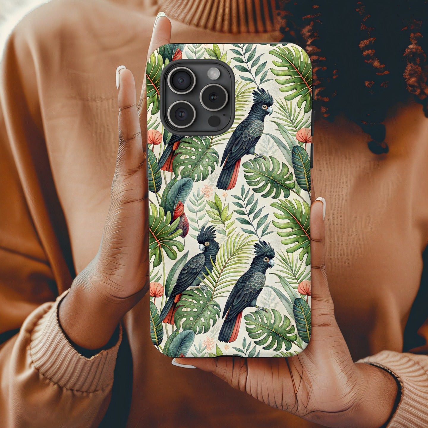 Tropical Parrot and Leaves Design Phone Case Product