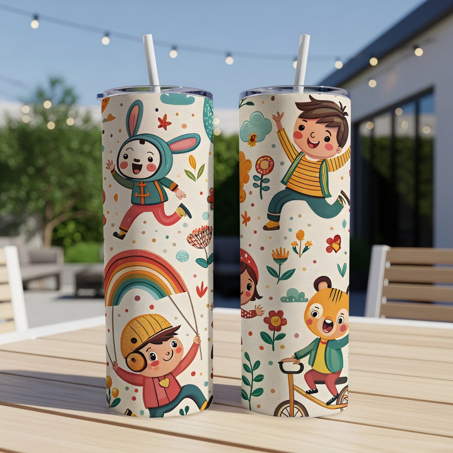 Colorful Tumblers with Playful Kids Design
