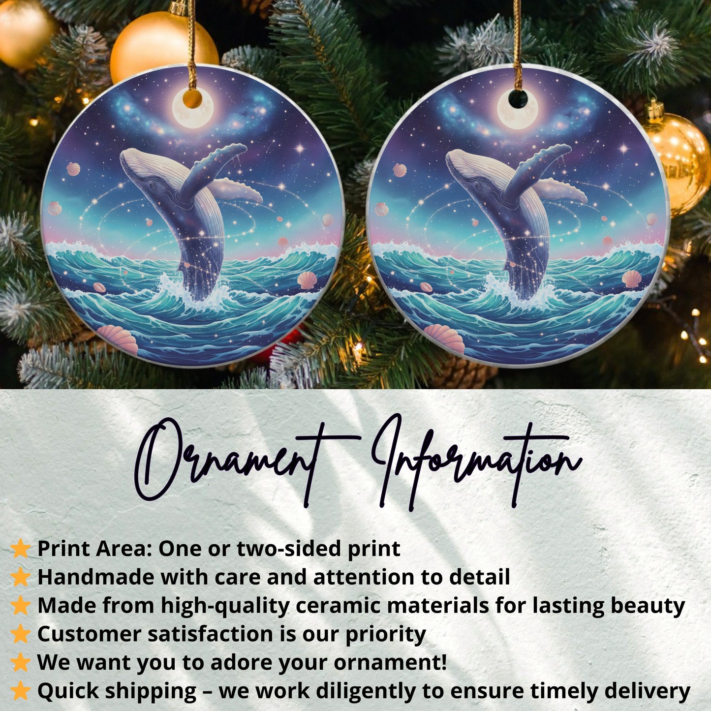 Whale Tail Ornament Two-Sided Print Design product type