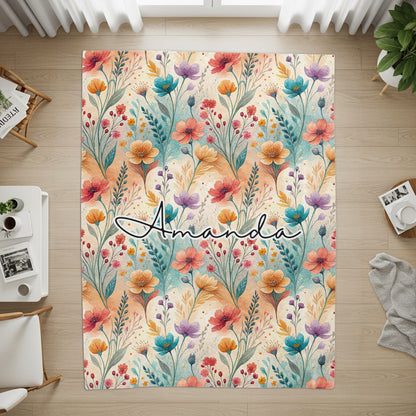 Floral Personalized Amanda Design Area Rug