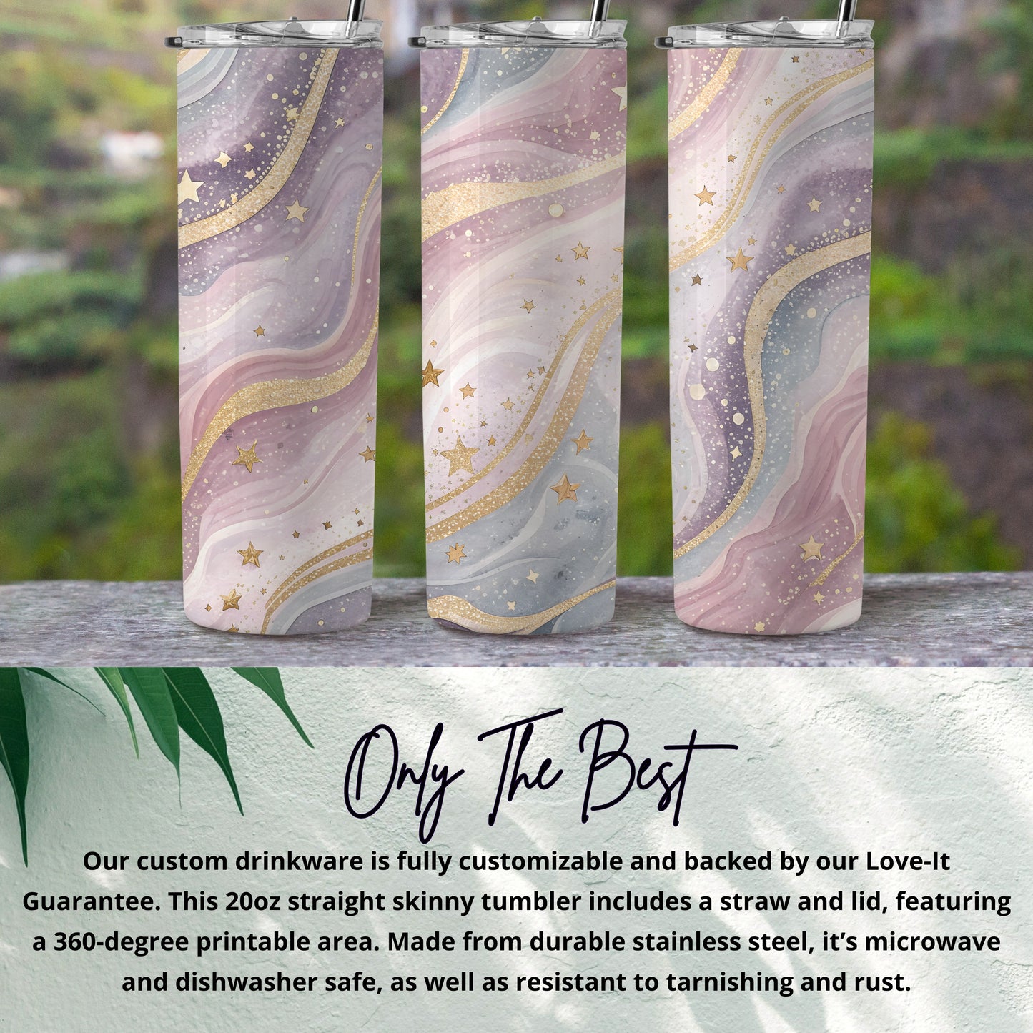 Customizable Starry Night Design Skinny Tumbler Cup