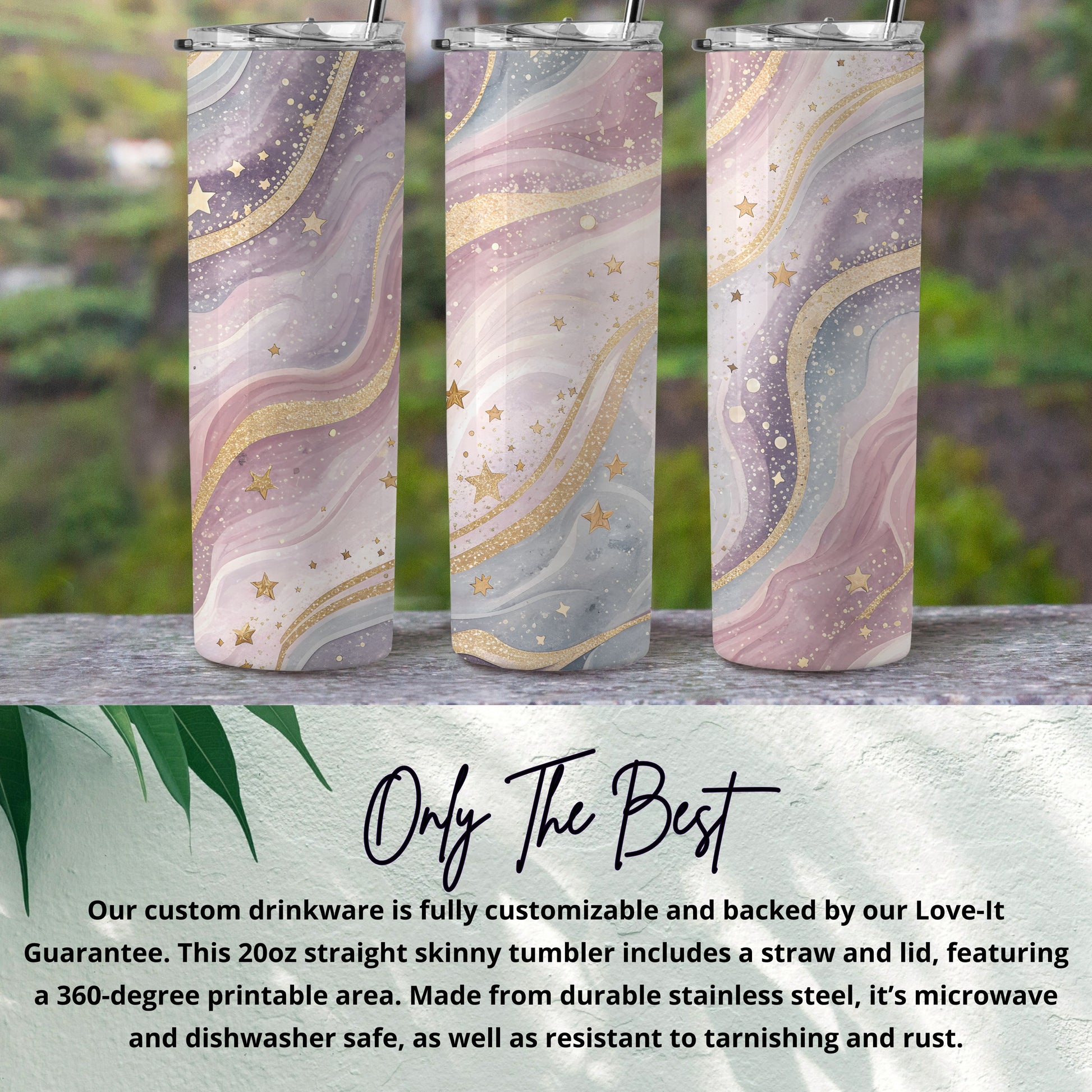 Customizable Starry Night Design Skinny Tumbler Cup