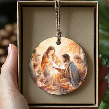 Hand-Painted Christmas Nativity Round Ornament product type