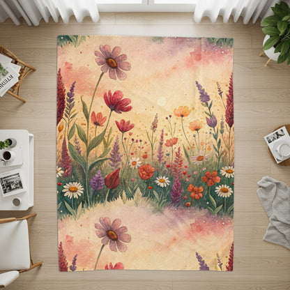 Watercolor Delightful Garden Floral Pattern Velveteen Plush Blankets - Walk Greener
