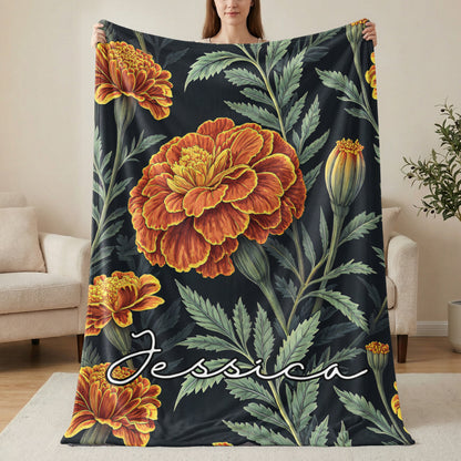 Floral Delight with Custom Name Illustration Blanket - Walk Greener