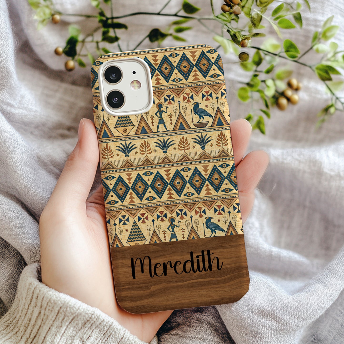 Egyptian Style Pattern with Figures Aztec Inspired Custom Phone Case - Walk Greener