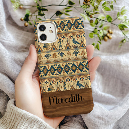 Egyptian Style Pattern with Figures Aztec Inspired Custom Phone Case - Walk Greener