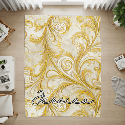Jessica Custom Gold Baroque Pattern Area Rug