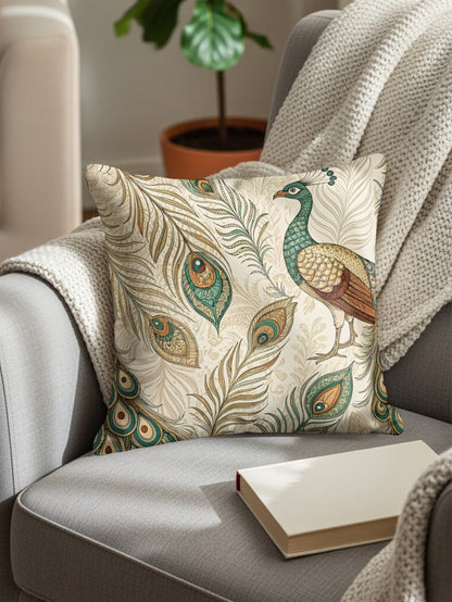 Elegant Peacock Design Throw Pillow for Cozy Decor