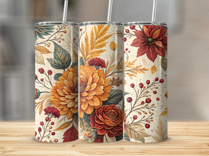 Autumn Floral Design Stainless Steel Tumbler Product