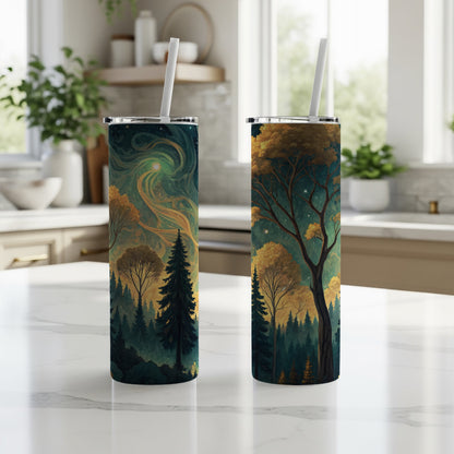 Enchanting Forest and Sky Art Design Tumbler