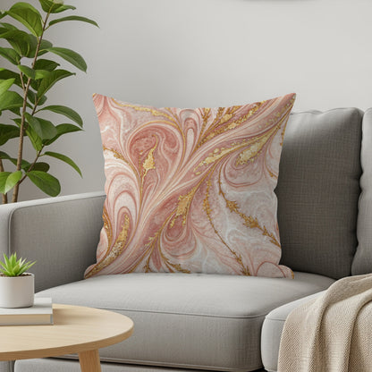 Golden Swirls with Pink Marble Decorative Floral Throw Pillows - Walk Greener