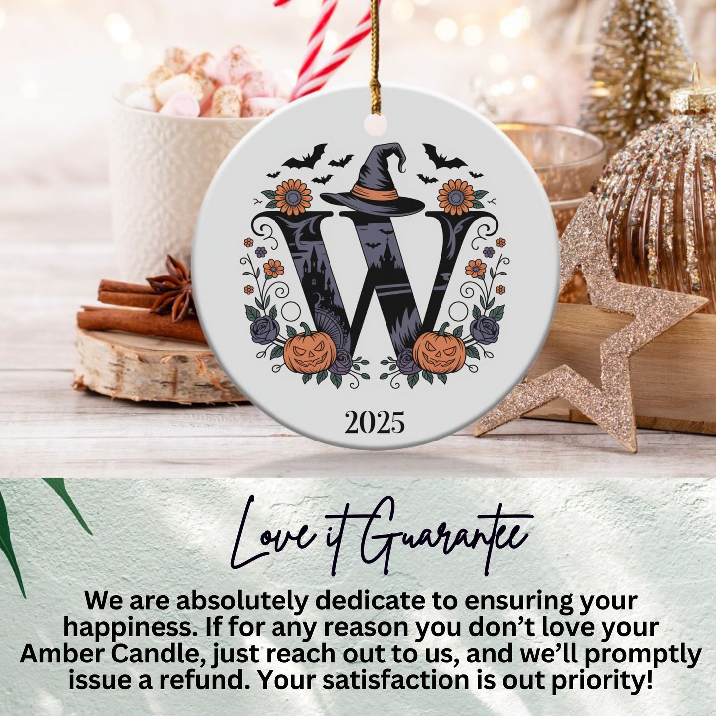 Personalized Halloween Initial Ornament Durable product
