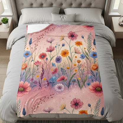 Floral Fantasy A Watercolor Dream Velveteen Plush Blankets - Walk Greener