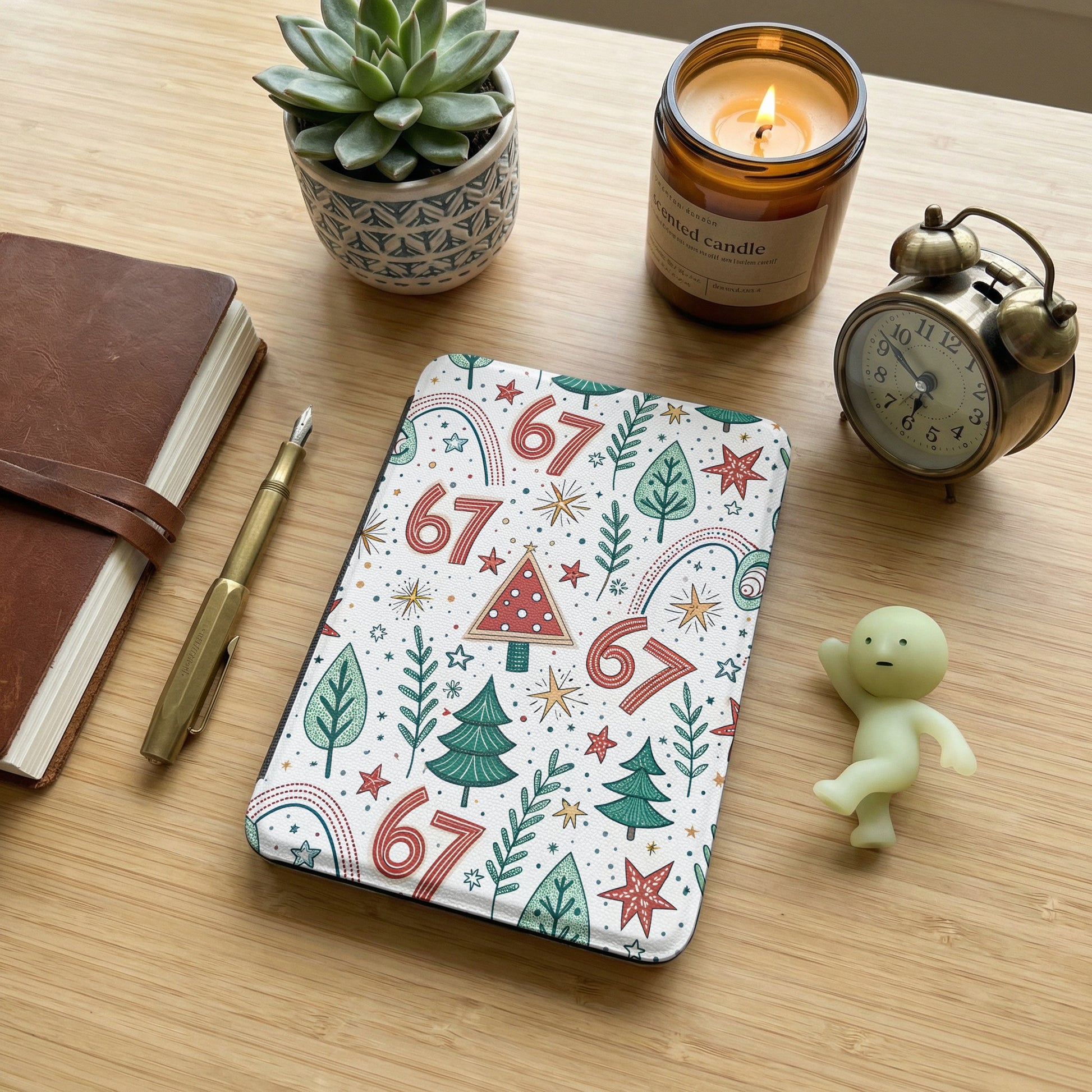Festive Christmas Themed Notebook With Tree and Stars Design