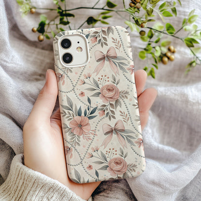 Elegant Floral Pattern Bow Design Phone Case