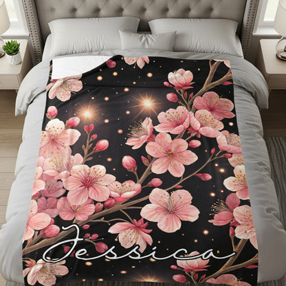 Illuminated Cherry Blossom Design Personalized Blanket