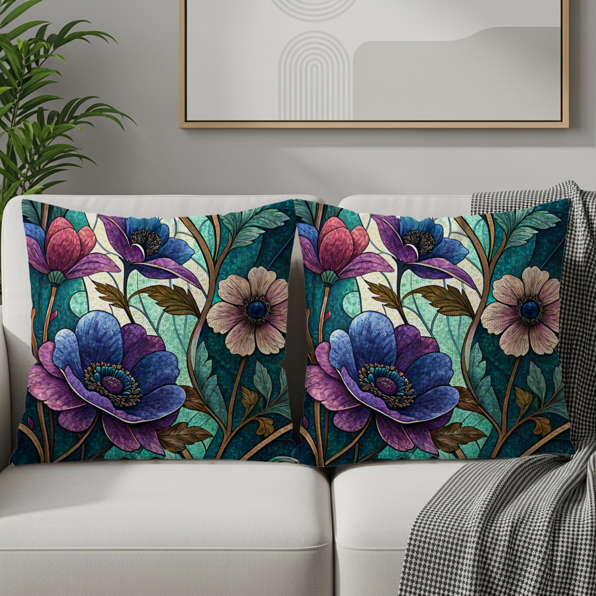 Elegant Floral Artwork Style Design Pattern on Canvas Throw Pillows - Walk Greener