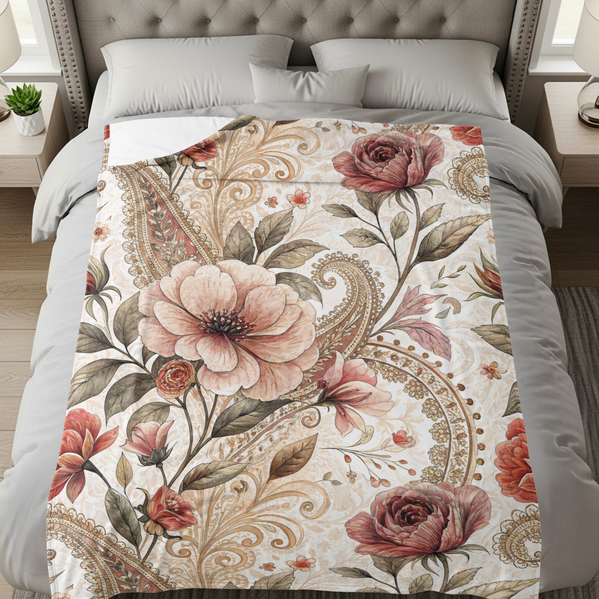 Floral Arrangement Elegant Paisley Pattern Vintage Style - Walk Greener