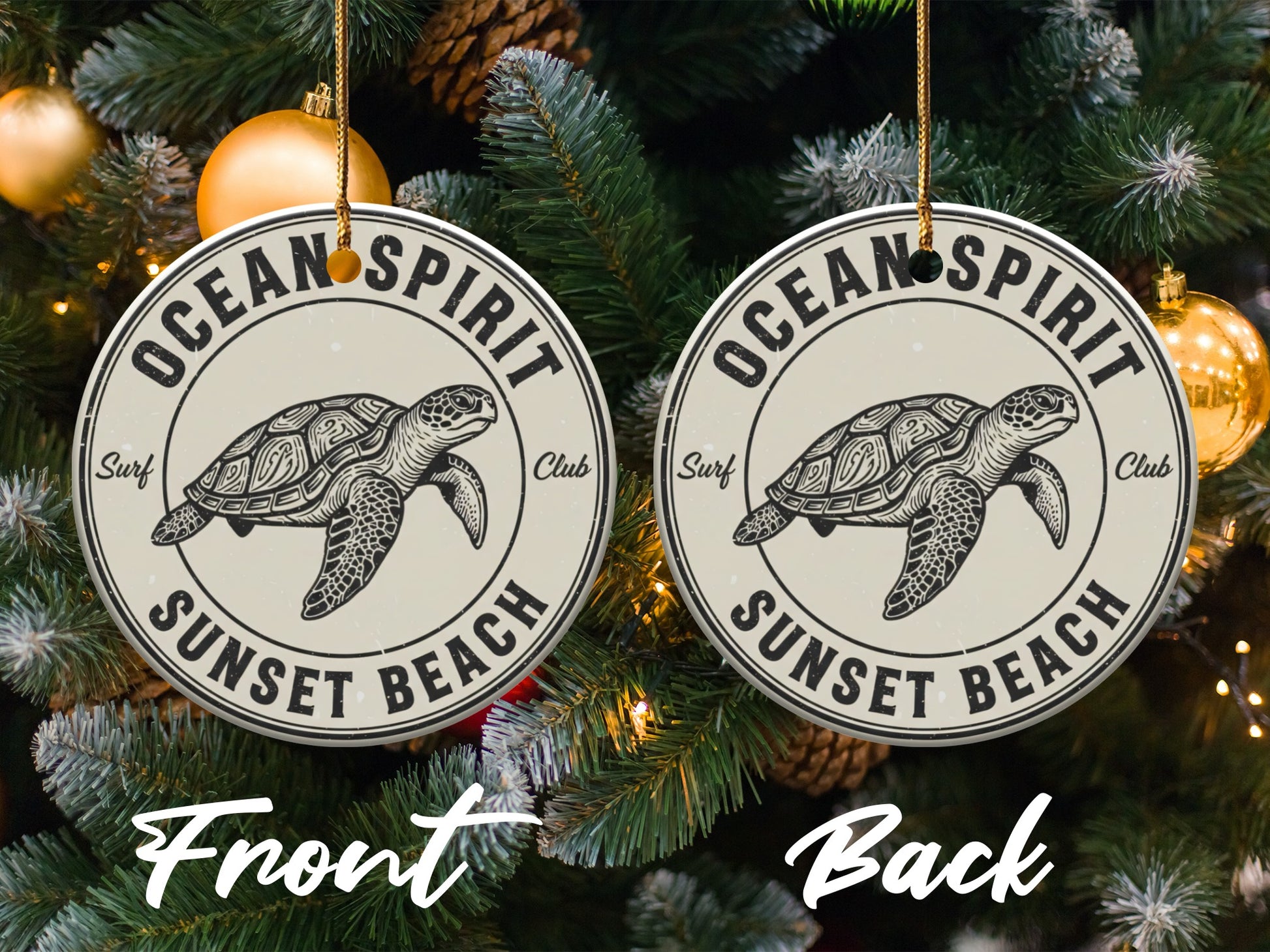Ocean Spirit Sunset Beach Turtle Ornament product