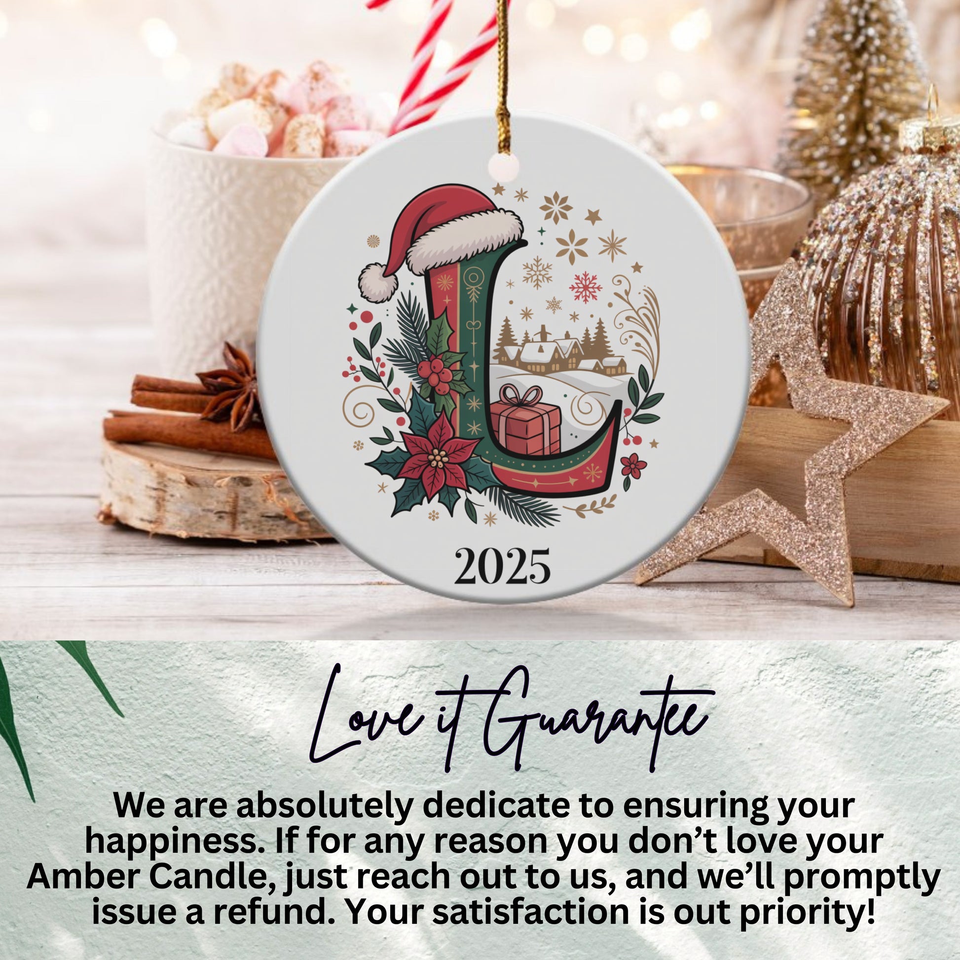 Christmas Monogram Ornament L Initial 2025 product
