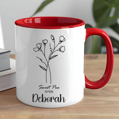 Personalized Sweet Pea April Deborah Ceramic Mug