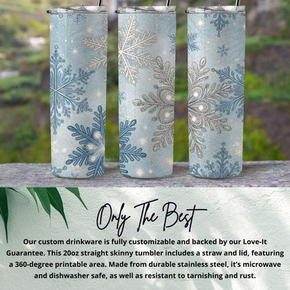 Elegant Snowflake 20oz Straight Skinny Tumbler