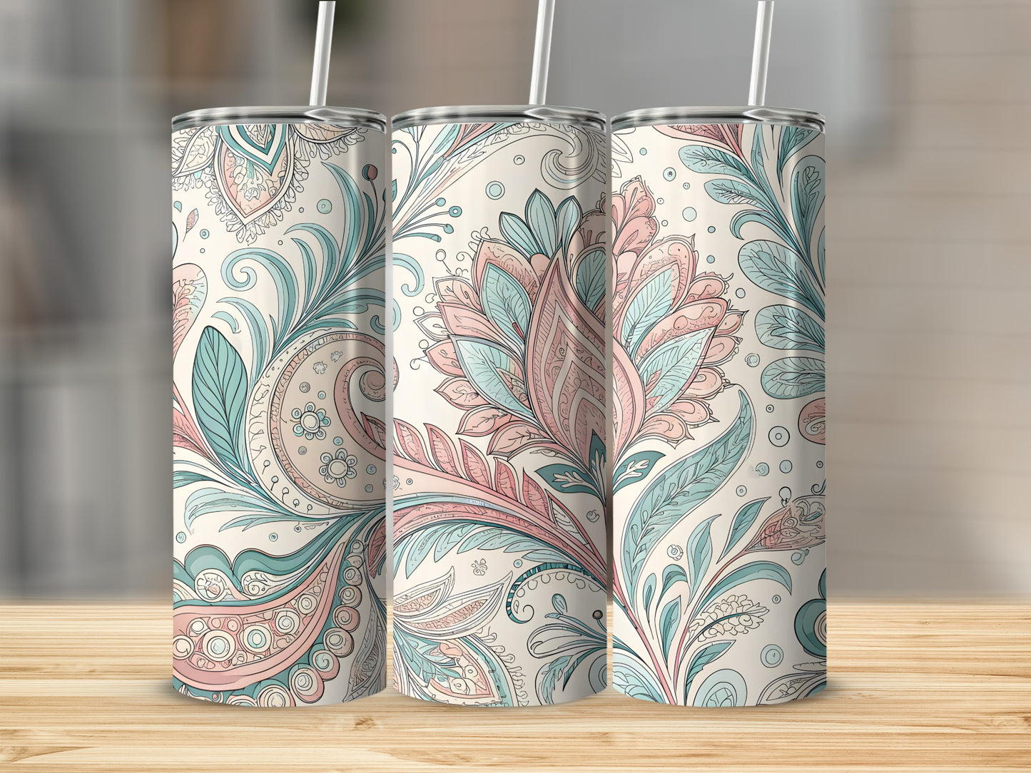 Floral Mandala Design Stainless Steel Insulated Tumbler
