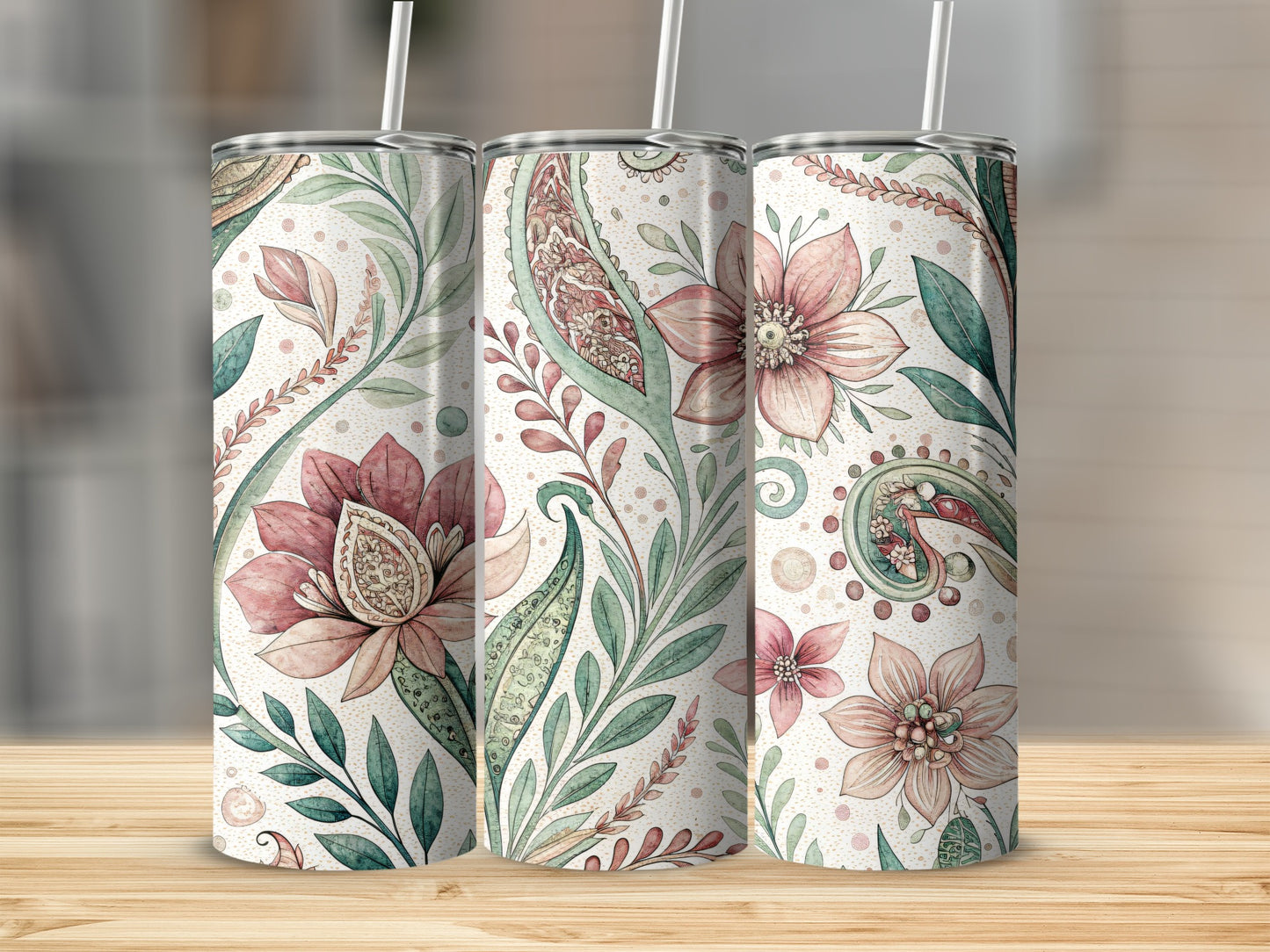 Floral Garden Paisley Design Perfect 20 oz Skinny Tumbler - Walk Greener