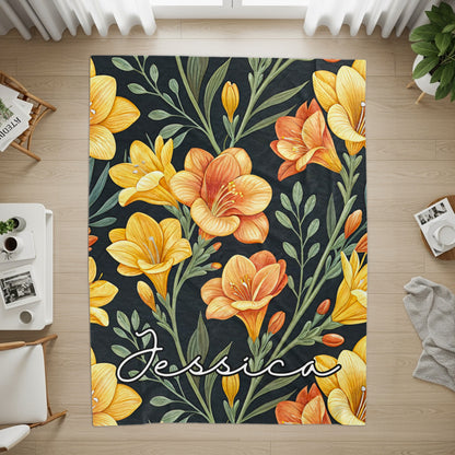 Floral Design with Custom Name on Dark Background - Walk Greener