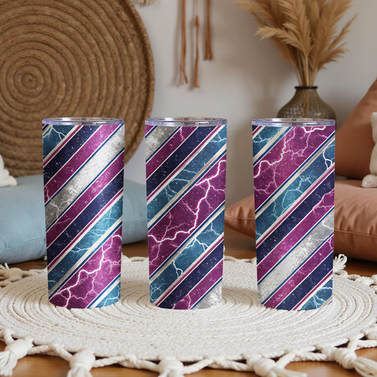 Vibrant Striped and Electric Patterned Tumbler
