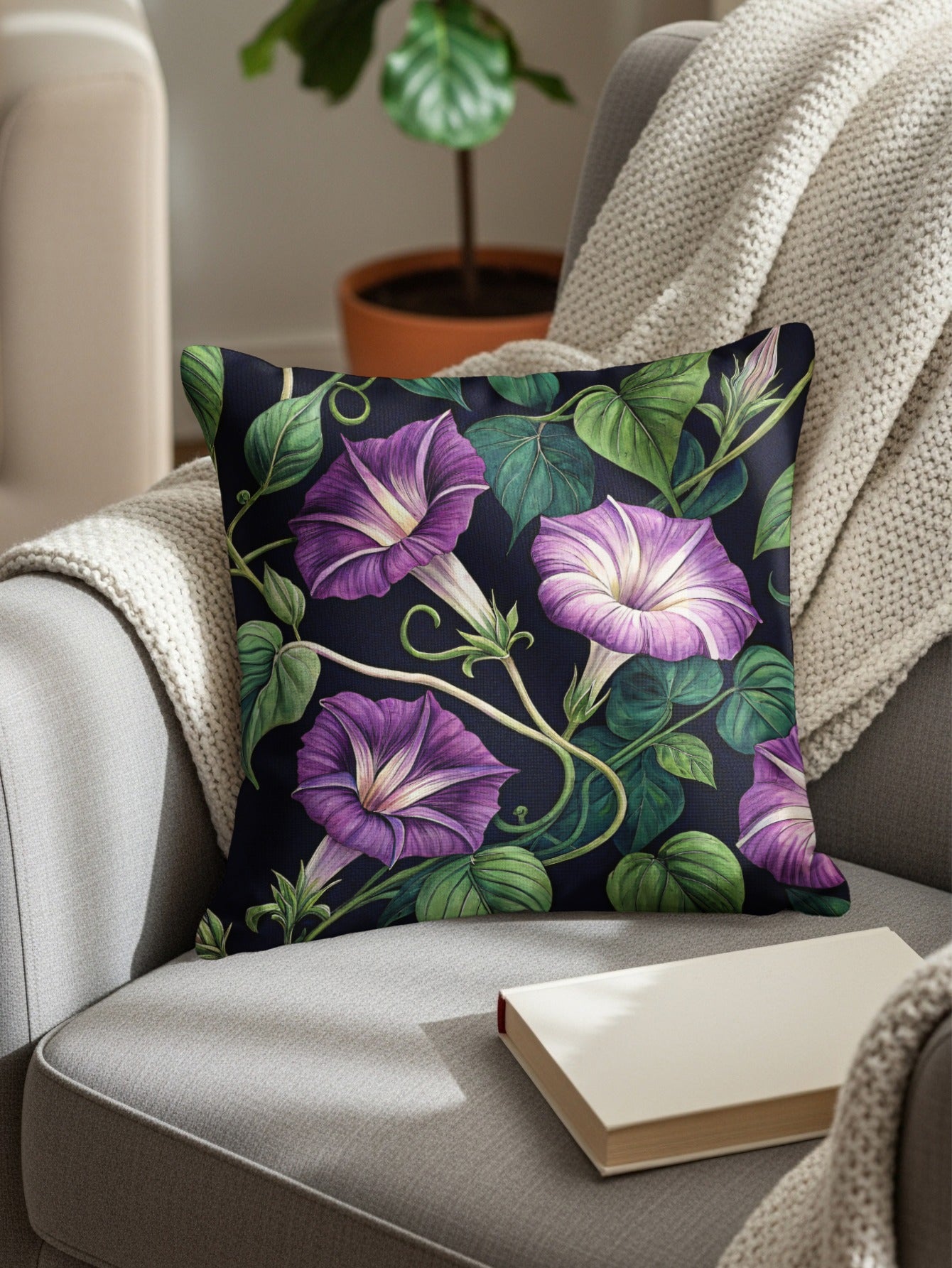 Purple and Green Floral Couch Cushion Pillow Decor