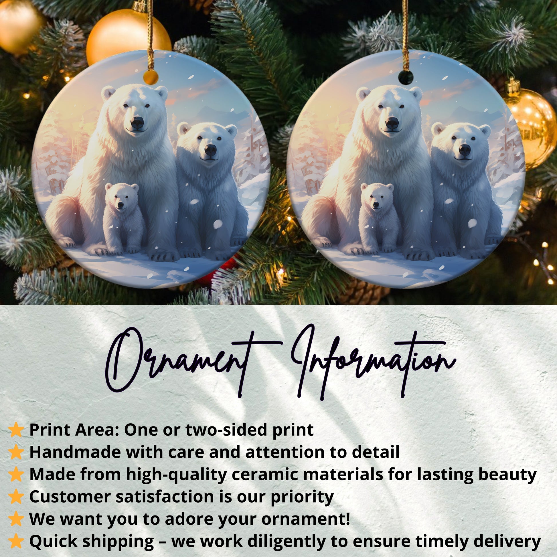 Polar Bears Family Scene Christmas Ornament product