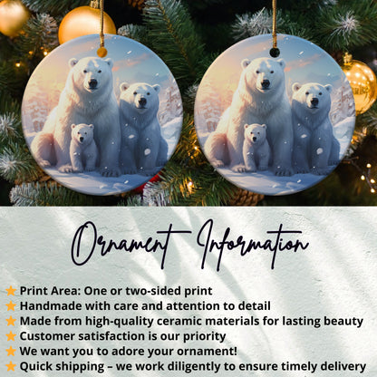 Polar Bears Family Scene Christmas Ornament product