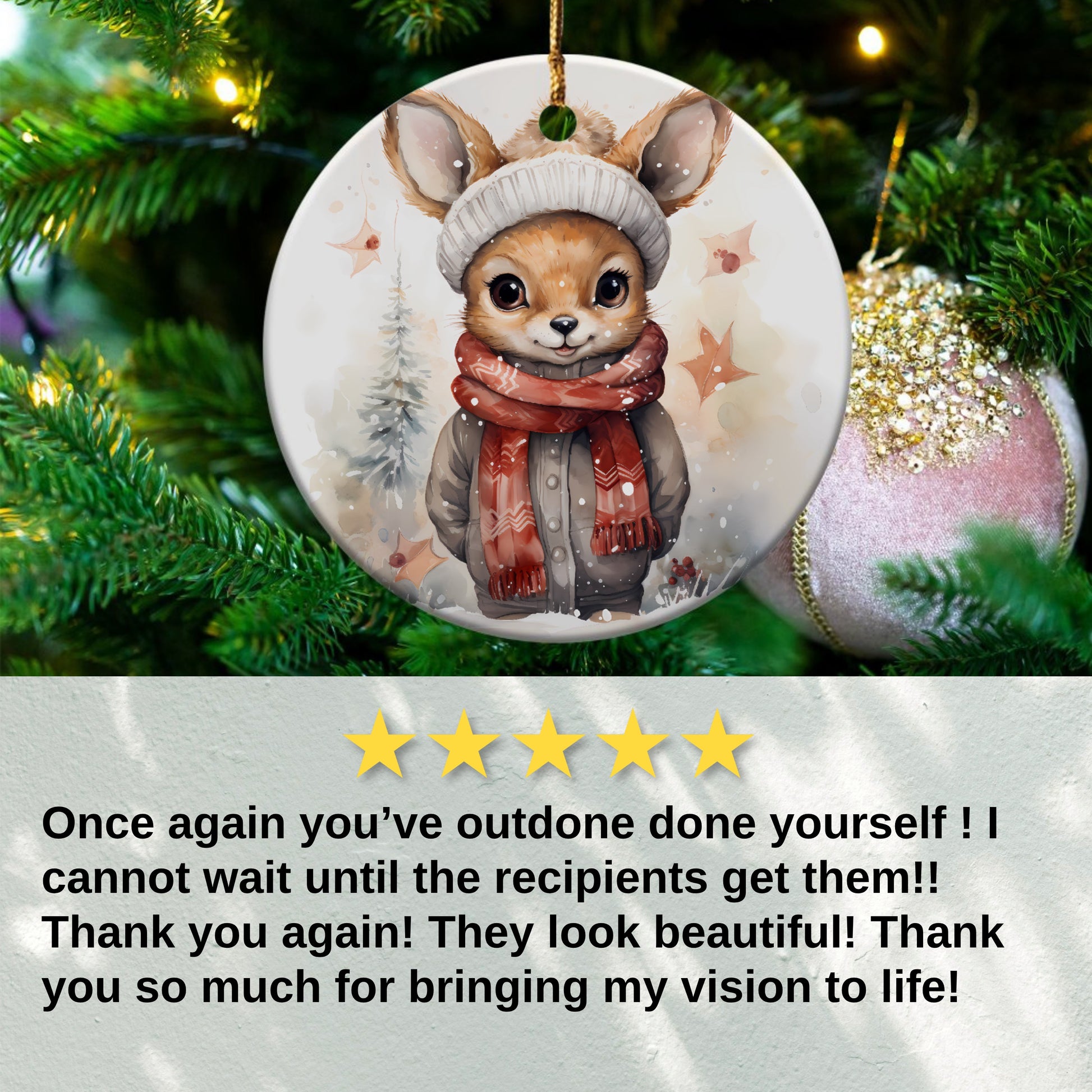 Cute Holiday Ornament with Adorable Animal Scene product type