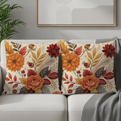Elegant Floral Pattern Throw Pillow Covers for Home Decor