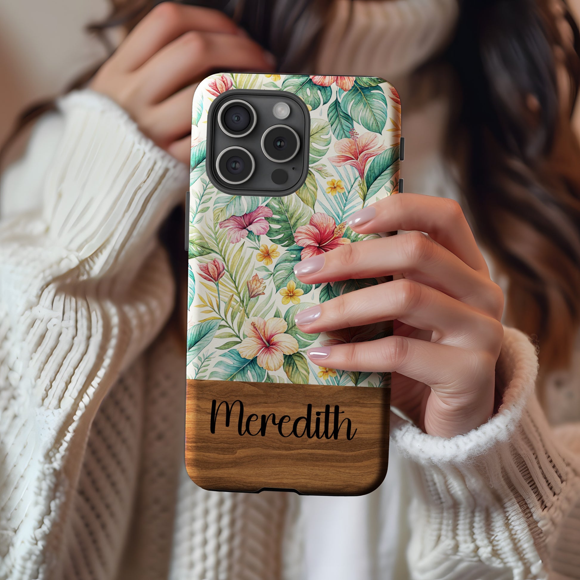 Custom Floral Case with Name Meredith Phone Accessory