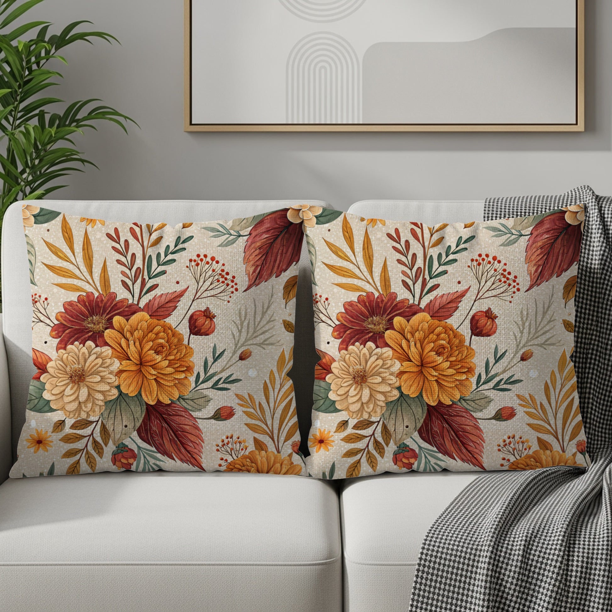 Beautiful Floral Design Throw Pillow Covers Set