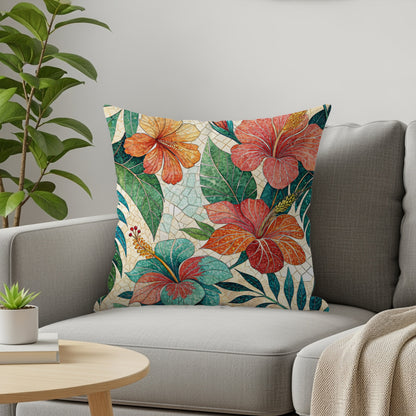 Colorful Floral Mosaic Print Decorative Cushion Cover