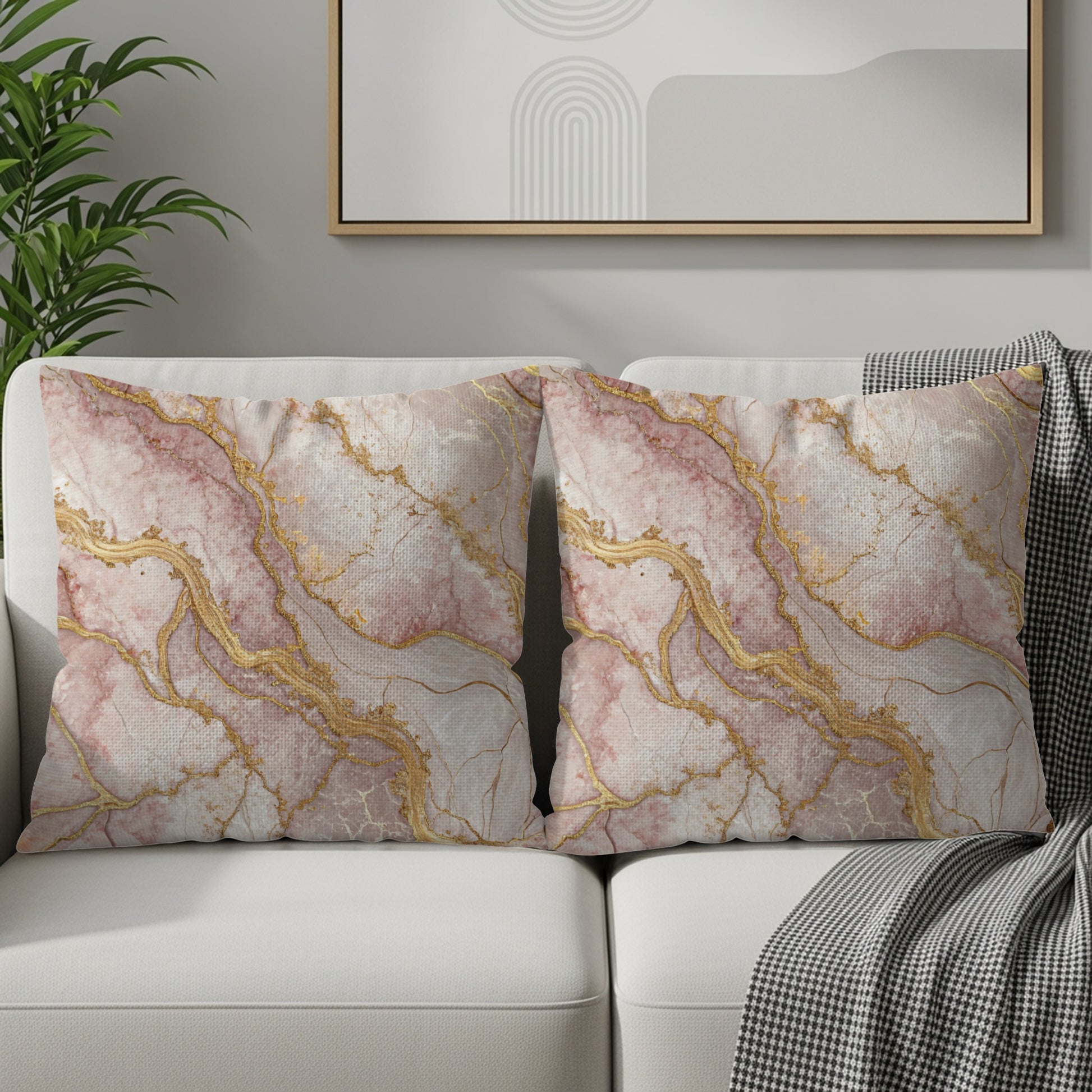 Elegant Marble Print Decorative Throw Pillow Set