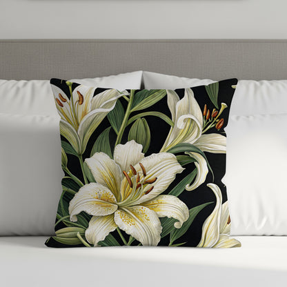 Elegant Floral Printed Cushion Cover with Lilies Design