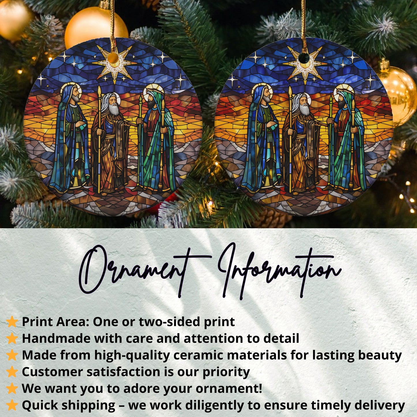 Nativity Scene Stained Glass Christmas Ornament product