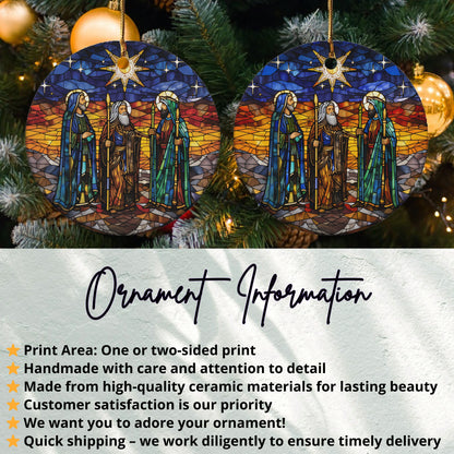Nativity Scene Stained Glass Christmas Ornament product