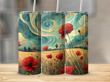 Vibrant Artistic Landscape Sky And Poppies Drinkware Design