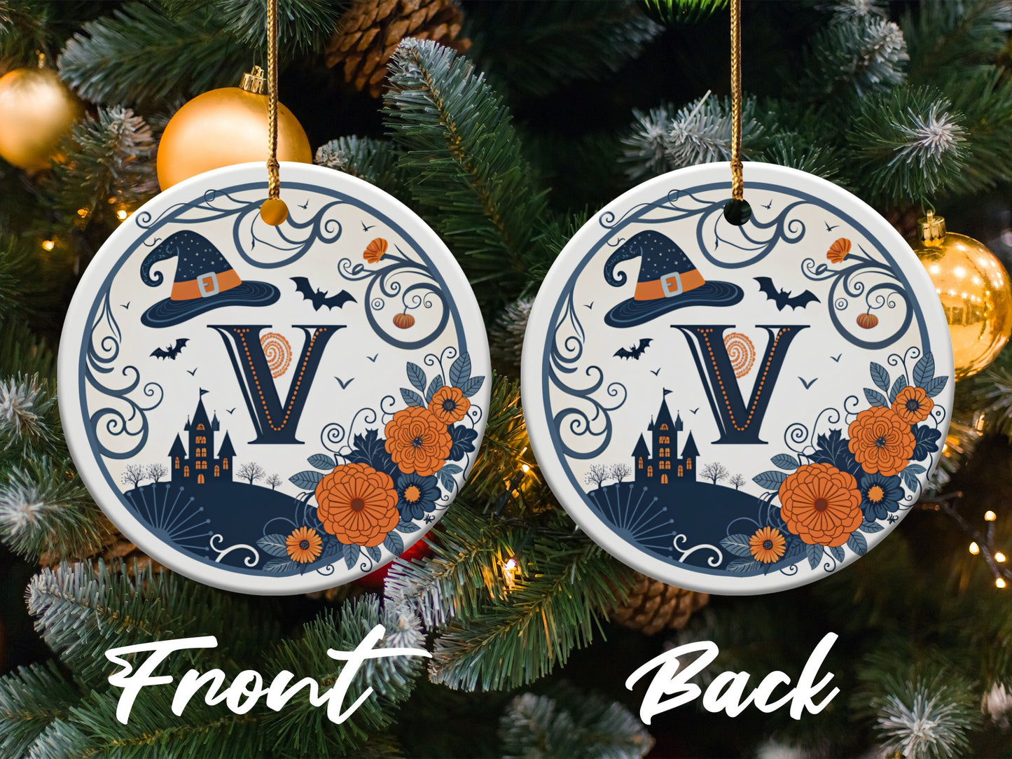 Halloween Witch Hat Initial Holiday Ornament product